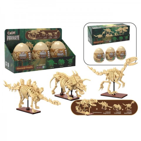 CaDA Tray of 3 Dinosaur Eggs with Stegosaurus, Triceratops and Velociraptor 825 Pieces (Unassembled Brick Build Kit) - C59015W CaDA Tray of 3 Dinosaur Eggs with Stegosaurus, Triceratops and Velociraptor 825 Pieces (Unassembled Brick Build Kit) - C59015W