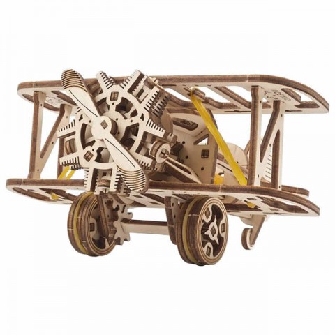 UGears Mini Biplane 3D Puzzle Mechanical Model Kit - UGR70159