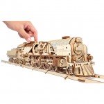 UGears V-Express Steam Train with Tender 3D Puzzle Mechanical Model Kit - UGR70058