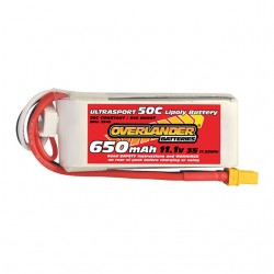 Overlander Ultrasport 650mAh 11.1v 3S 50C LiPo Battery with XT30 Connector - OL-3546