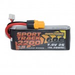 Overlander 2200mAh 7.4v 2S 60C Sport Track LiPo Battery with XT60 Connector - OL-3655