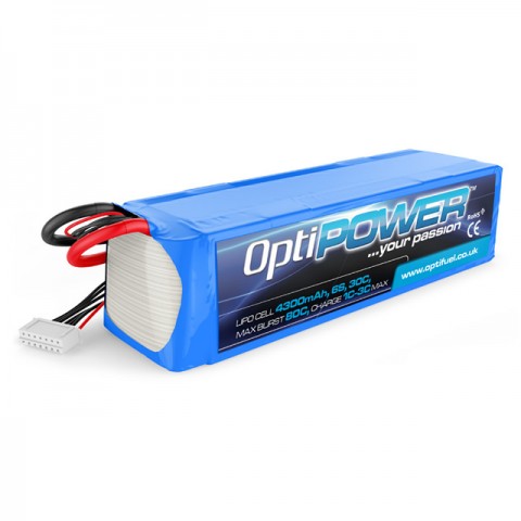 Optipower 4300mAh 22.2v 6S 30C LiPo Battery - OPR43006S