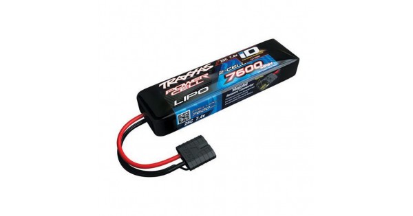 Traxxas Batterie LiPo 7600mAh 7.4V 2S 25C Power Cell Avec Connecteur Traxxas ID (2869X) - Coque Rigide Noire