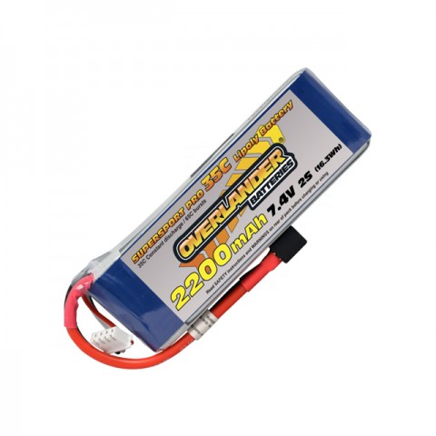 Overlander Supersport 2200mAh 2S 7.4V 35C LiPo Battery with Deans Plug - OL-2566