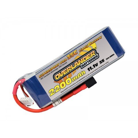 Overlander Supersport LiPo Battery 2200mAh 3S 11.1v 35C with Deans Connector Fitted - OL-2567