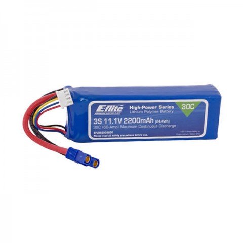 E-flite 2200mAh 3S 11.1V 30C LiPo Battery with EC3 Connector - EFLB22003S30