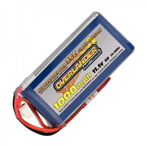 Overlander Supersport Pro 1000mAh 11.1v 3S 35C LiPo Battery with JST Connector - OL-2561