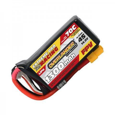 Overlander Extreme Pro 1300mAh 4S 14.8v 70C FPV LiPo Battery with XT60 Connector - OL-3071