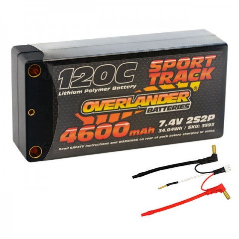 Overlander 4600mAh 7.4v 2S 120C Hard Case Shorty Sport Track LiPo Battery - OL-3593