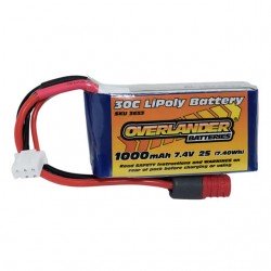 Overlander 1000mAh 7.4v 2S 30C LiPo Battery with Deans Connector - OL-3653