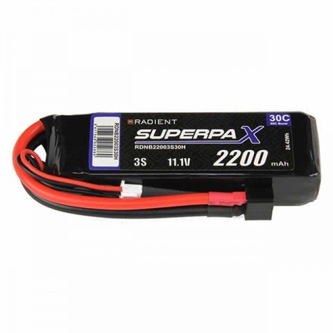 Radient Superpax 3S 2200mAh 11.1v 30C LiPo Battery with Deans Connector - RDNB22003S30H