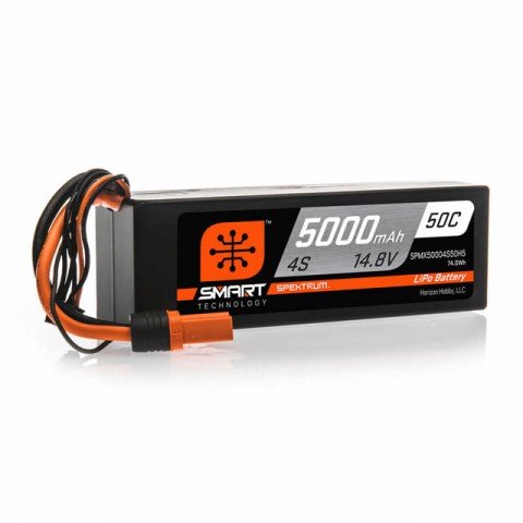 Spektrum 4S 14.8v 5000mAh 50C Smart LiPo Hard Case Battery Pack with IC5 Connector - SPMX50004S50H5