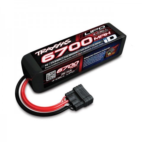 Traxxas 6700mAh 14.8V 4S 25C LiPo Battery with ID Connector - TRX2890X