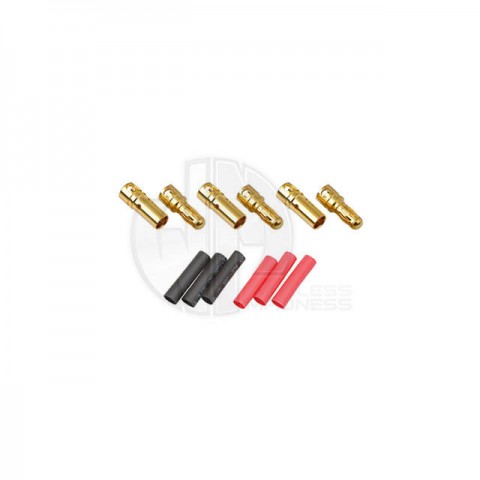 Logic RC 3.5mm Gold Connector Set with Heat Shrink (3 Pairs) - FS-GC03-03
