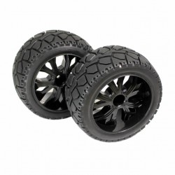 Absima 1/10 Truggy On-Road Tyres Glued on Black Wheels (Pack of 2 Rear Wheel Sets) - 2500014