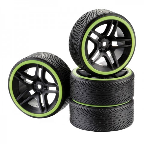 Absima 1/10 Drift Wheel and Tyre Set 10-Spoke Profile B Yellow (Set of 4) - 2510050