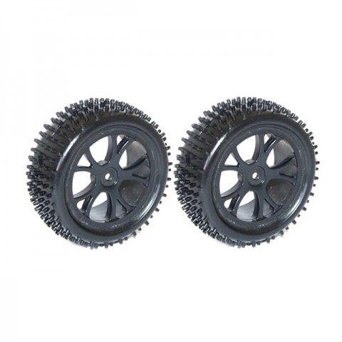 FTX 1/10 Front Buggy Wheel and Tyre Set 12mm Hex (Pack of 2 Black Wheels) - FTX6300B