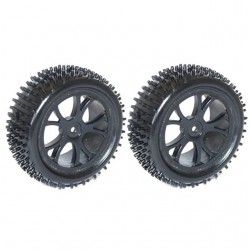 FTX 1/10 Rear Buggy Wheel and Tyre Set 12mm Hex (Pack of 2 Black Wheels) - FTX6301B