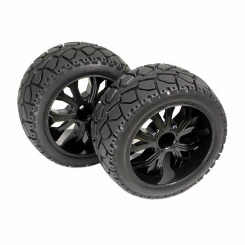 Absima 1/10 Truggy On-Road Tyres Glued on Black Wheels (Pack of 2 Front Wheel Sets) - 2500013