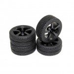 Absima 1/10 5 Spoke Wheel and Tyre Set On-Road 12mm Hex Black (Pack of 4 Wheels) - 2510006