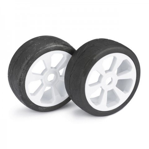 Absima 1/8 Street 6 Spoke 17mm White Wheel and Tyre Set (Pack of 2 Wheels) - 2530007