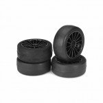 Absima 1/10 20 Spoke Wheel and Tyre Set On-Road Slick 12mm Hex Black (Pack of 4 Wheels) - ABS2510001