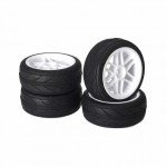 Absima 1/10 6 Spoke Wheel and Tyre Set On-Road Profile 12mm Hex White (Pack of 4 Wheels) - ABS2510004