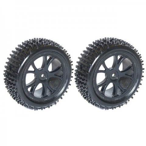 FTX 1/10 Rear Buggy Wheel and Tyre Set 12mm Hex (Pack of 2 Black Wheels) - FTX6301B