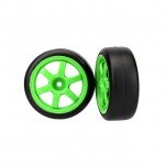 Traxxas 1/16 Volk Racing TE37 Green Wheel with Slick Tyre (Set of 2 Wheels and Tyres) - TRX7375A