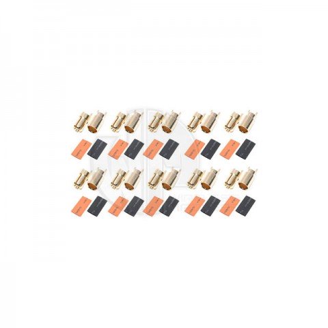 Logic RC 6mm Gold Bullet Connectors with Heat Shrink (Pack of 10 Pairs) - FS-GC06-10
