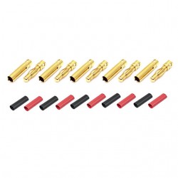 Radient 4mm Gold Bullet Connector with Heat Shrink (5 Pairs) - RDNAC010090