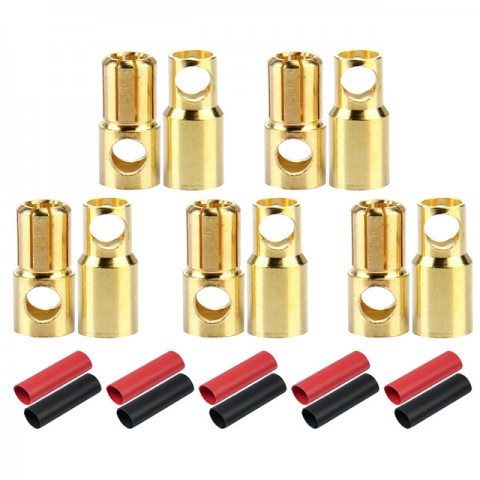 Radient 6mm Gold Bullet Connector with Heat Shrink (5 Pairs) - RDNAC010096