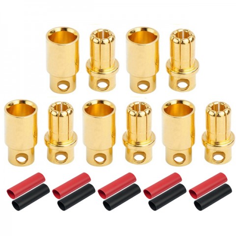 Radient 8mm Gold Bullet Connector with Heat Shrink (5 Pairs) - RDNAC010098 Radient 8mm Gold Bullet Connector with Heat Shrink (5 Pairs) - RDNAC010098
