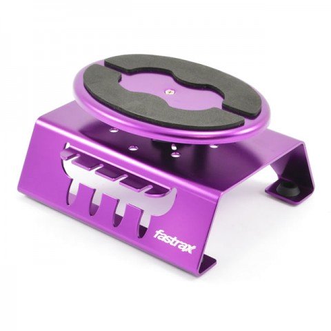 Fastrax Purple Aluminium Locking Rotating 1/10th and 1/18th Car Maintenance Stand with Magnet - FAST407P