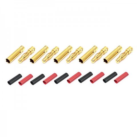 Radient 4mm Gold Bullet Connector with Heat Shrink (5 Pairs) - RDNAC010090