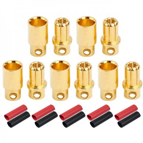 Radient 8mm Gold Bullet Connector with Heat Shrink (5 Pairs) - RDNAC010098